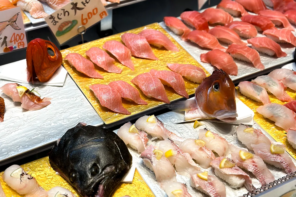唐戸市場の新鮮な寿司ネタ
