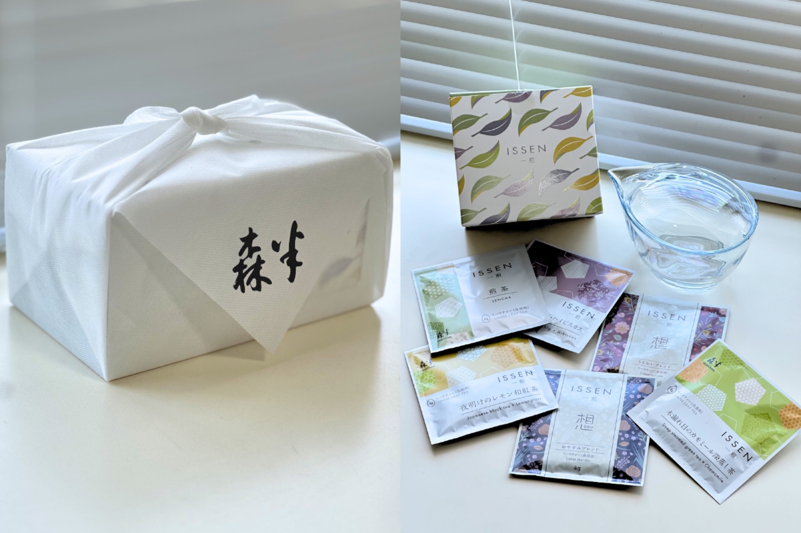 森半の風呂敷包みとお茶、CHASTA本体のセット